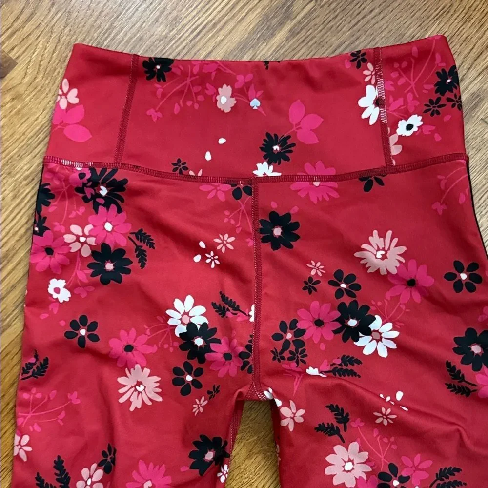Kate Spade Floral Leggings Red Black Pink Size Small Athleisure